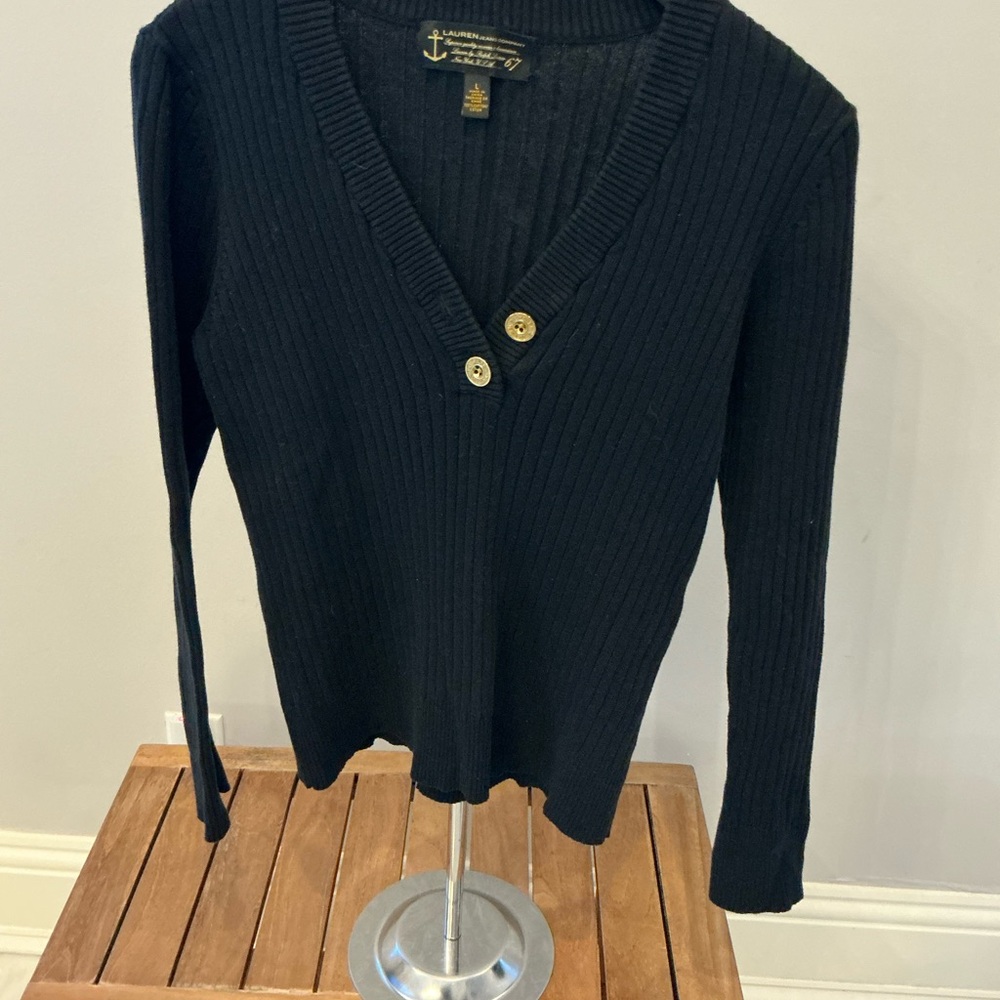 Lauren jeans company black Ribbed V-Neck Sweater